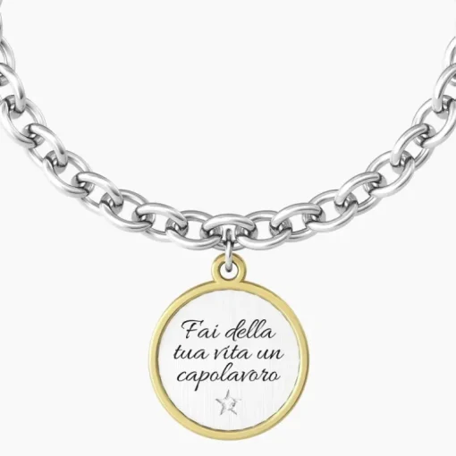 Kidult - Bracciale con catena e ciondolo con frase motivazionale Fai della tua vita un capolavoro