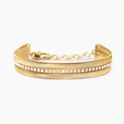 Kidult - Bracciale dorato con doppia catena e tennis STYLE 02