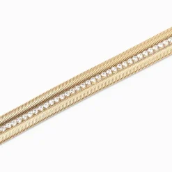 Kidult - Bracciale dorato con doppia catena e tennis STYLE 02