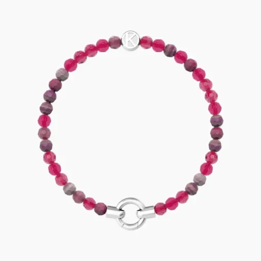 Kidult - Bracciale in acciaio componibile con agata fucsia striata MAMANONMAMA