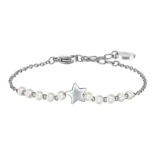 Luca Barra - BRACCIALE DONNA IN ACCIAIO E PERLE BIANCHE CON STELLA