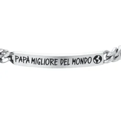 Luca Barra - BRACCIALE UOMO IN ACCIAIO PAPA' MIGLIORE DEL MONDO