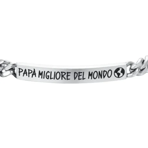 Luca Barra - BRACCIALE UOMO IN ACCIAIO PAPA' MIGLIORE DEL MONDO