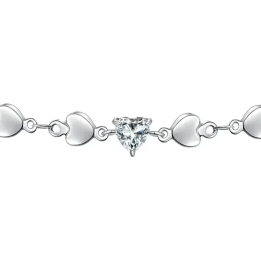 Luca Barra - BRACCIALE DONNA IN ACCIAIO CON CUORI E ZIRCONI BIANCHI