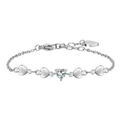 Luca Barra - BRACCIALE DONNA IN ACCIAIO CON CUORI E ZIRCONI BIANCHI
