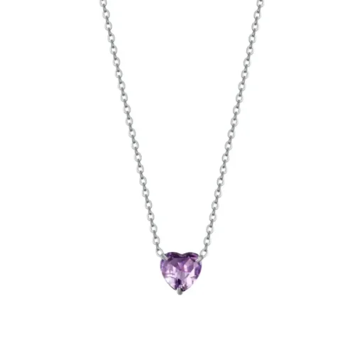 Luca Barra - COLLANA DONNA IN ACCIAIO CON CUORE CRISTALLO VIOLA