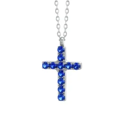 Luca Barra - COLLANA DONNA IN ACCIAIO CON CROCE E ZIRCONI BLU