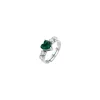 Luca Barra - ANELLO DONNA IN ACCIAIO CON CRISTALLI BIANCHI E CUORE CRISTALLO VERDE