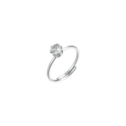 Luca Barra - ANELLO SOLITARIO DONNA IN ACCIAIO CON CRISTALLO BIANCO