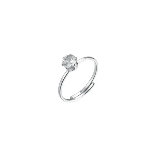 Luca Barra - ANELLO SOLITARIO DONNA IN ACCIAIO CON CRISTALLO BIANCO