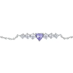 Luca Barra - BRACCIALE DONNA IN ACCIAIO CON CUORE VIOLA E CRISTALLI BIANCHI