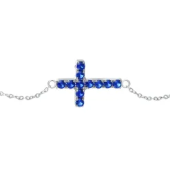 Luca Barra - BRACCIALE DONNA IN ACCIAIO CON CROCE E ZIRCONI BLU