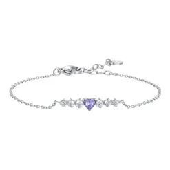 Luca Barra - BRACCIALE DONNA IN ACCIAIO CON CUORE VIOLA E CRISTALLI BIANCHI