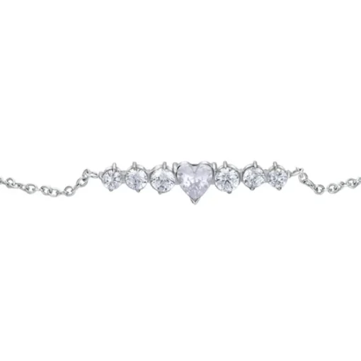 Luca Barra - BRACCIALE DONNA IN ACCIAIO CON CUORE E CRISTALLI BIANCHI
