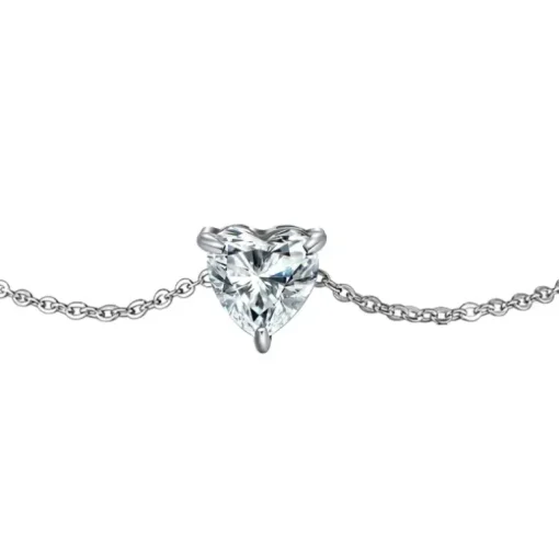 Luca Barra - BRACCIALE DONNA IN ACCIAIO CON CUORE CRISTALLO BIANCO