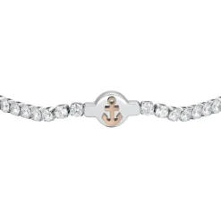 Luca Barra - BRACCIALE TENNIS UOMO IN ACCIAIO ZIRCONI BIANCHI