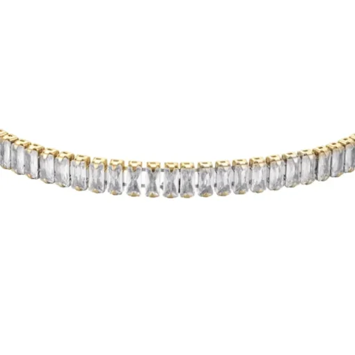 Luca Barra - BRACCIALE TENNIS DONNA IN ACCIAIO CON CRISTALLI BAGUETTE BIANCHI