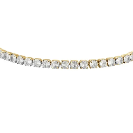 Luca Barra - BRACCIALE TENNIS DONNA IN ACCIAIO IP GOLD CON CRISTALLI BIANCHI