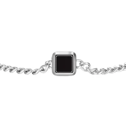 Luca Barra - BRACCIALE UOMO IN ACCIAIO, PIASTRA CON ELEMENTO IP NERO