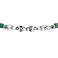 Luca Barra - BRACCIALE UOMO IN ACCIAIO PIETRE VERDI ED ELEMENTI IN ACCIAIO