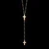 Luca Barra - COLLANA ROSARIO DONNA IN ACCIAIO CON CROCI ED ELEMENTI NERI