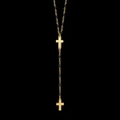 Luca Barra - COLLANA ROSARIO DONNA IN ACCIAIO CON CROCI ED ELEMENTI NERI