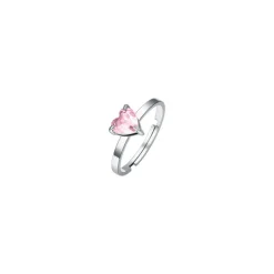 Luca Barra - ANELLO DONNA IN ACCIAIO CON CUORE CRISTALLO ROSA
