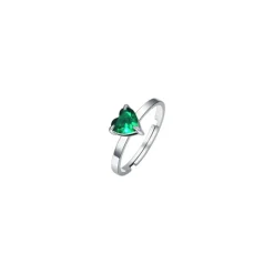 Luca Barra - ANELLO DONNA IN ACCIAIO CON CUORE CRISTALLO VERDE
