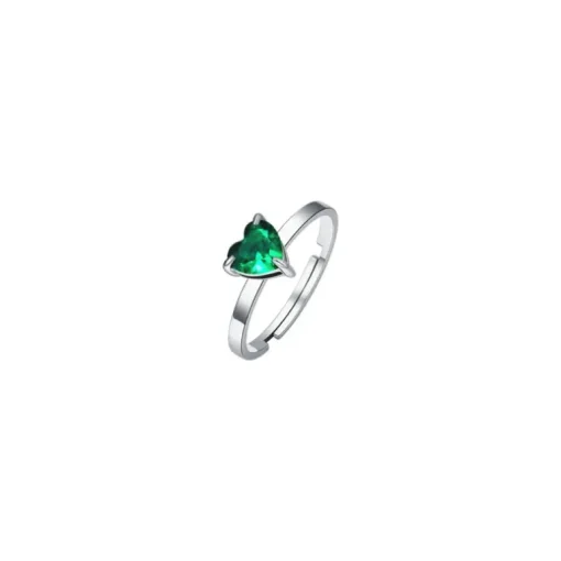 Luca Barra - ANELLO DONNA IN ACCIAIO CON CUORE CRISTALLO VERDE