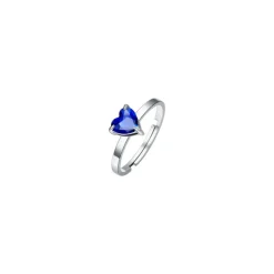 Luca Barra - ANELLO DONNA IN ACCIAIO CON CUORE CRISTALLO BLU