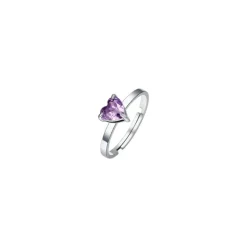 Luca Barra - ANELLO DONNA IN ACCIAIO CON CUORE CRISTALLO VIOLA