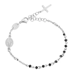 Luca Barra - BRACCIALE DONNA ROSARIO IN ACCIAIO CON CRISTALLI NERI