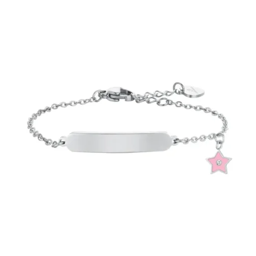 LUCA BARRA - BRACCIALE STELLA CON SMALTO ROSA E PIASTRA