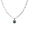 Luca Barra - COLLANA DONNA IN ACCIAIO PERLE E ZIRCONE VERDE