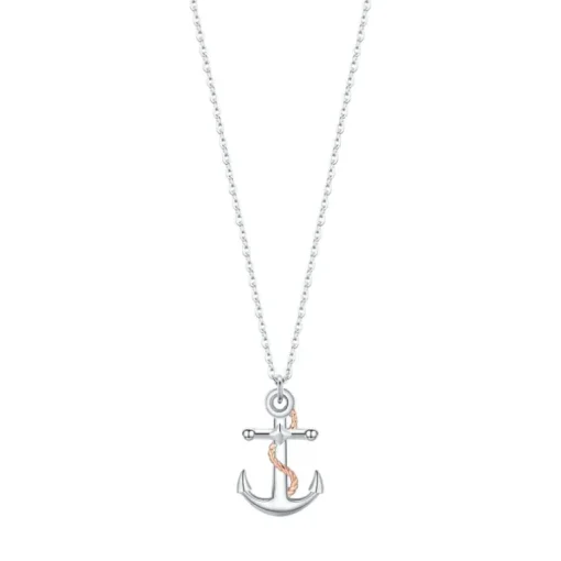 Luca Barra - COLLANA UOMO IN ACCIAIO CON ANCORA IP ROSE ED ELEMENTI IN SILVER