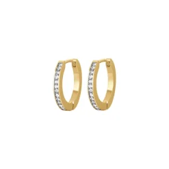 LUCA BARRA - ORECCHINI DONNA IN ACCIAIO IP GOLD CON CRISTALLI BIANCHI