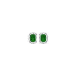 LUCA BARRA - ORECCHINI DONNA IN ACCIAIO CRISTALLI E ZIRCONE VERDE