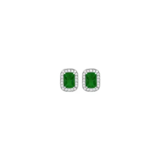 LUCA BARRA - ORECCHINI DONNA IN ACCIAIO CRISTALLI E ZIRCONE VERDE
