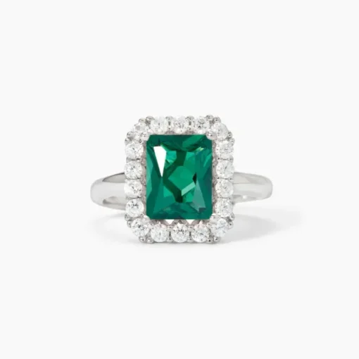Mabina - Anello con smeraldo sintetico e zirconi Desiderio Infinito