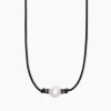 MABINA - Collana in argento con cordino nero e perla bianca TROPICAL