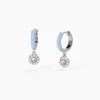 Mabina - Orecchini a cerchio con smalto azzurro e zircone acquamarina MILANESIENNE