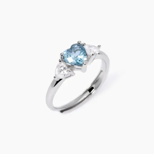 Mabina - Anello con acquamarina sintetica taglio cuore LOVELY