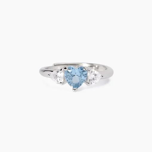 Mabina - Anello con acquamarina sintetica taglio cuore LOVELY