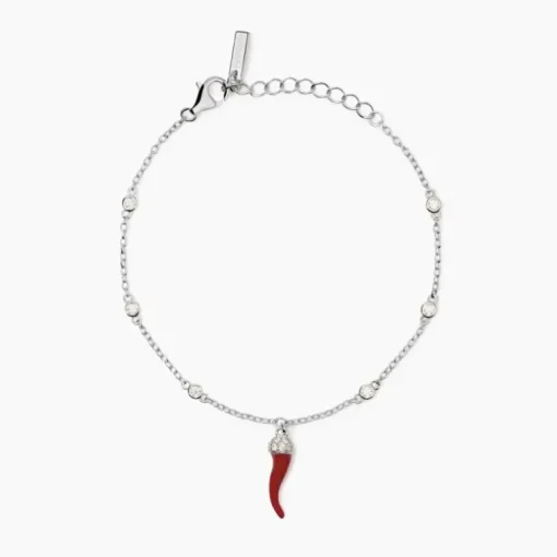 Mabina - Bracciale in argento con cornetto smaltato OVER THE LUCK