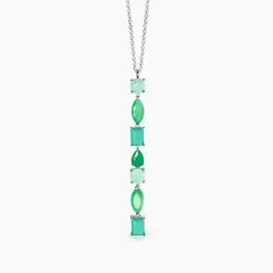 MABINA - Collana Girocollo con fusion stone glass verde pendente SANTORINI