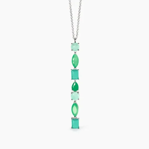 MABINA - Collana Girocollo con fusion stone glass verde pendente SANTORINI