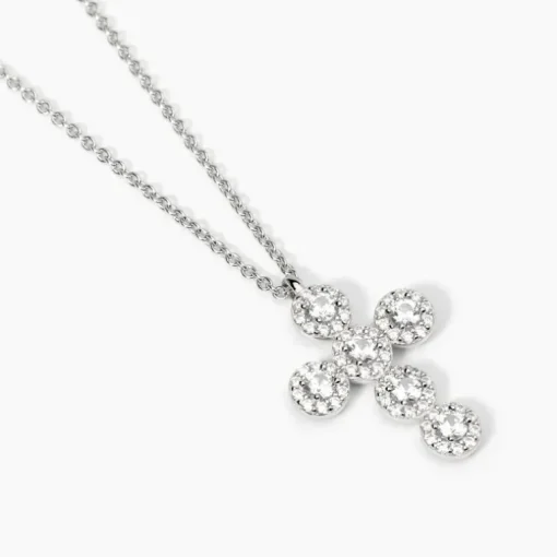 Mabina - Collana Girocollo in argento con ciondolo croce MILANESIENNE