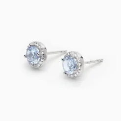 Mabina - Orecchini in argento a lobo con acquamarina sintetica REVIVAL