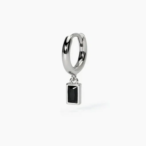 Mabina - Orecchino in argento a cerchio con pendente nero MONOMANIA