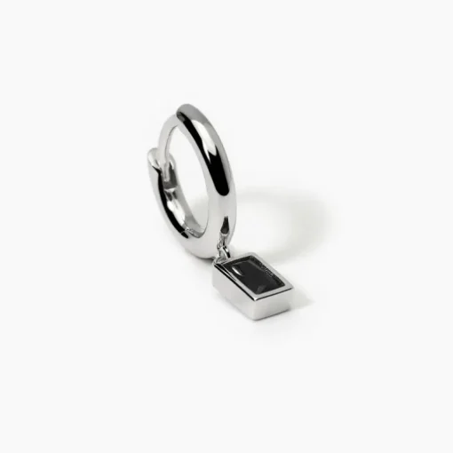 Mabina - Orecchino in argento a cerchio con pendente nero MONOMANIA